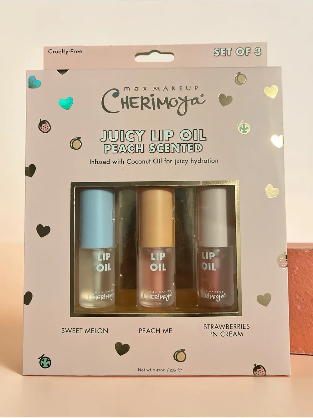 Juicy Lip Oil Set - Peach Scented (Peach, Pink, Nude)